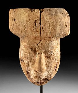 Egyptian Late Dynastic Painted Wood Sarcophagus Mask