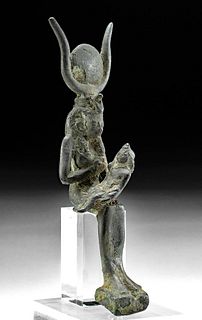 Egyptian Bronze Isis-Hathor with Harpokrates