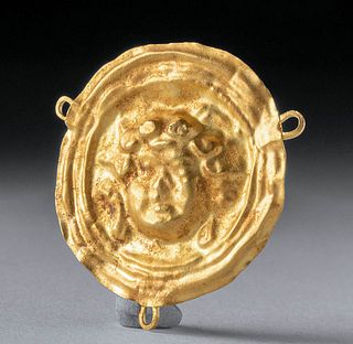 Greek Hellenistic Gold Repousse Applique, Gorgoneion