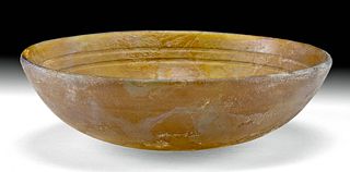 Exhibited Greek Hellenistic Glass Bowl, Wheel Cut