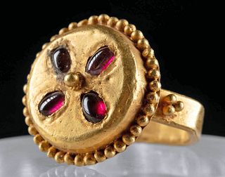 Superb Frankish Merovingian Gold & Garnet Ring
