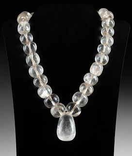 Stunning Moche Quartz Crystal Bead Necklace - Wearable!