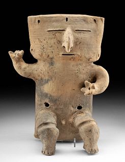 Quimbaya Pottery Nude Male Seated Slab Figure