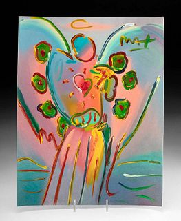 Peter Max Mixed Media Painting "Angel with Heart" 2010