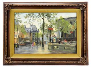 Constantine Kluge, "Parisian Street Scene", Oil