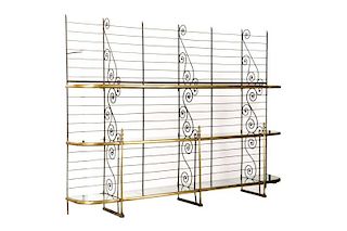 Large French Iron & Braass Mounted Baker's Rack
