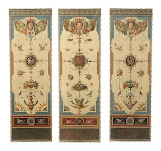 Set of 3 Early 20th C. Italian Hand Painted Panels