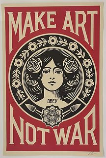 Shepard Fairey "Make Art Not War" Signed Offset Lithograph