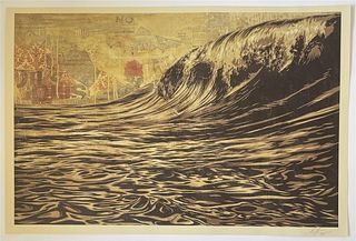 Shepard Fairey Signed "Dark Wave" Offset Lithograph
