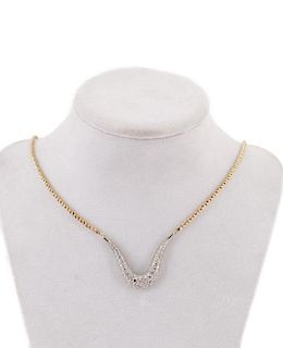 Ladies 18k Yellow Gold & Diamond Chained Necklace