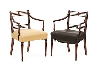 *Pair of Regency Period Mahogany Library Chairs