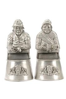 Pair, French Pewter Figural Salt Boxes