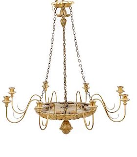 Neoclassical Style Giltwood 8 Light Chandelier