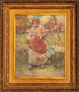 William Lee Hankey 'Mother & Child' Watercolor