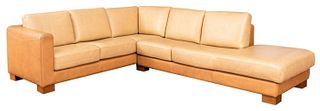 Nicoletti Italian Toffee Leather Sectional Sofa