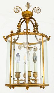 Louis XVI Style Ormolu and Glass Hall Lantern