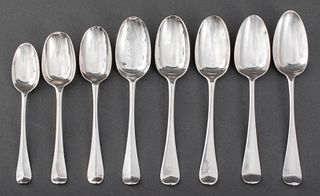 Georgian Silver Table or Place Spoons, 18th C, 10