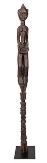 African Luba Carved Wood Female Figure Sculpture