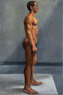 Penny Purpura Nude Standing Male Oil Painting