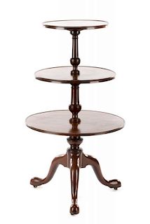 Queen Anne Style Mahogany Three Tier Dumb Waiter