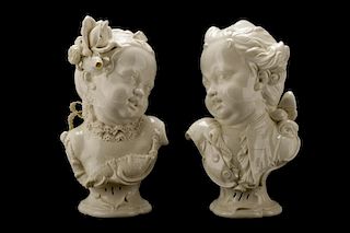 Bustelli for Nymphenburg, Pair of Busts, Porcelain