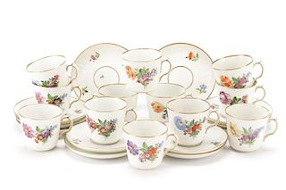 Set of 12 Royal Copenhagen Tea Cups and Saucers