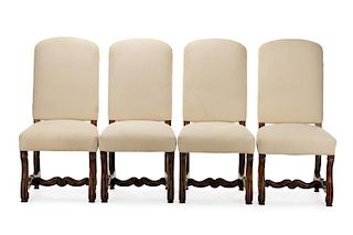 Four French Provincial Style Walnut Side Chairs