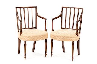 Pair of English Hepplewhite Style Armchairs