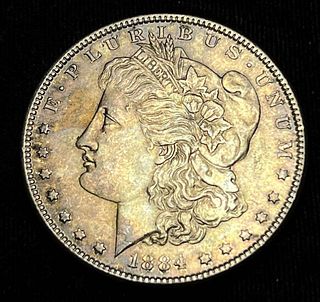 Glorious Toning 1884 Morgan Silver Dollar MS64