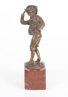 French Patinated Bronze Figure of a Boy