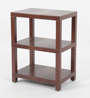 French Leather Three-Tier Side Table
