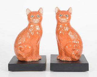 A Pair of Japanese Porcelain Cats