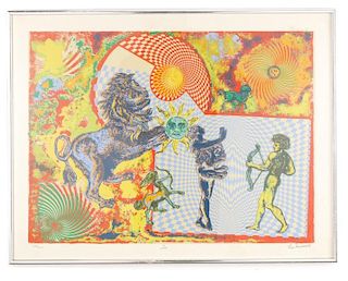 Leo Russell, "Leo", Surrealist Serigraph in Colors