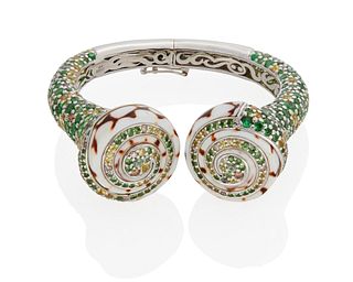 A John Hardy Cinta Collection gem-set shell bracelet