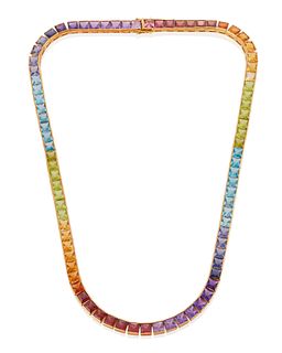 A multicolored gemstone necklace