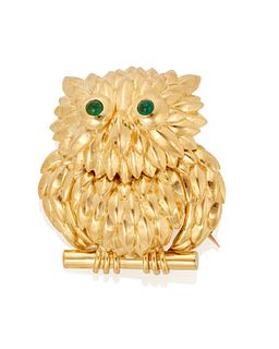 A Tiffany & Co. emerald owl brooch