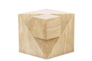 Modern Travertine Marble Cube Side Table