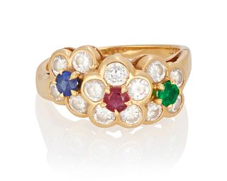 A gem-set flower ring