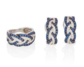 A set of sapphire and diamond jewelry