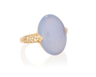 An Alex Jona blue chalcedony and diamond ring