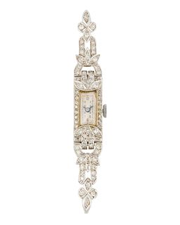 An Art Deco diamond wristwatch fragment