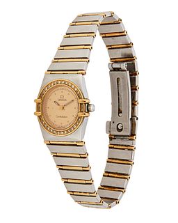 An Omega Constellation two-tone wristwatch