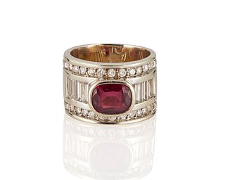 A pink tourmaline and diamond ring