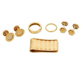 A group of gold jewelry including Tiffany and Van Cleef & Arpels