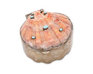 A Marguerite Stix shell and turquoise minaudiEre