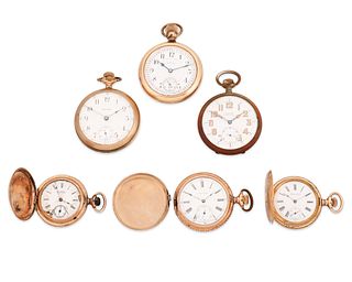 Six gold-filled pocket watches