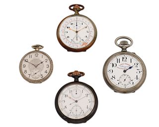 Four metal pocket watches