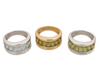 Three gemstone rings