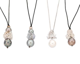 Four cultured pearl jewelry items