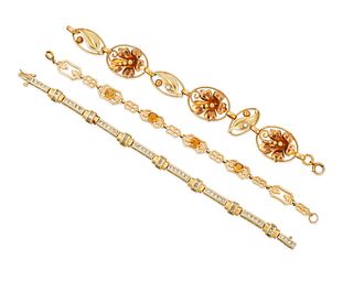 Three gem-set bracelets